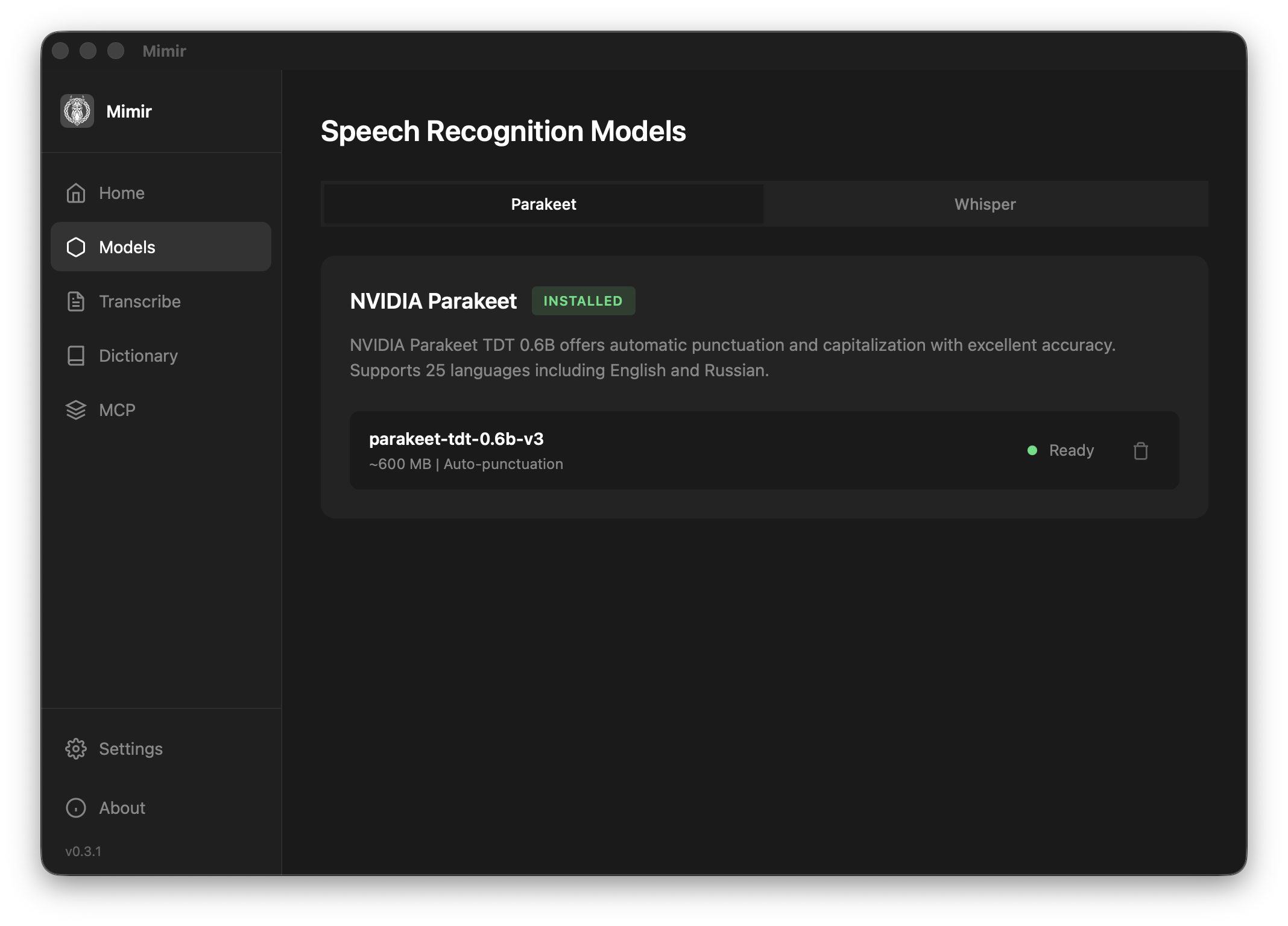 Mimir — speech recognition models